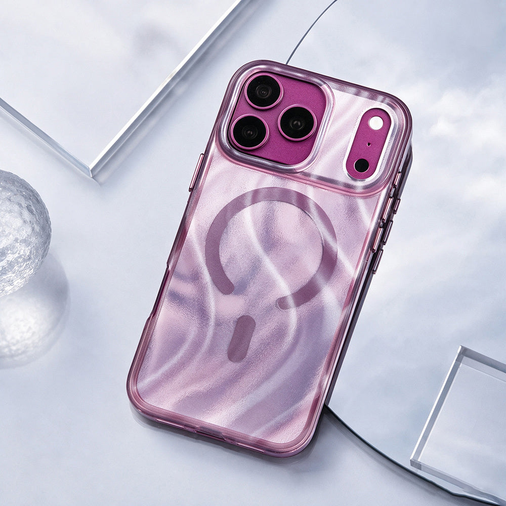 Apple iPhone 18 Pro Kılıf M-safe Şarj Özellikli Mutural Glow Desert Serisi Kapak Mor