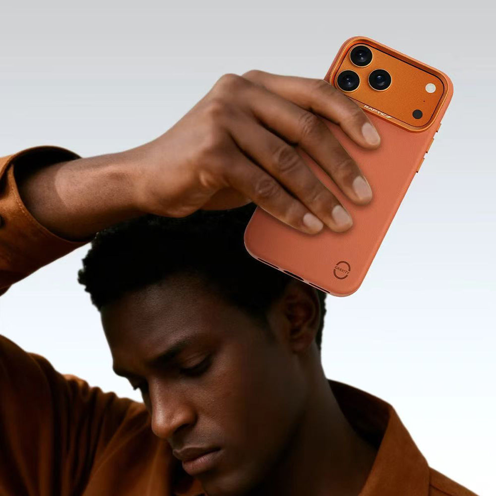 Apple iPhone 18 Pro Kılıf M-Safe Şarj Özellikli Polimerik Deri Raptic Urban Nano Kapak Turuncu