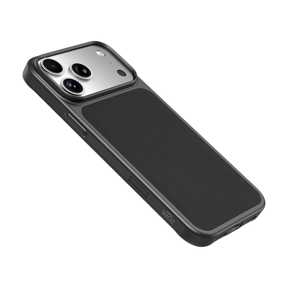 Apple iPhone 18 Pro Kılıf M-Safe Şarj Özellikli PU Zore Paris Trexo Sert PC Kapak Siyah