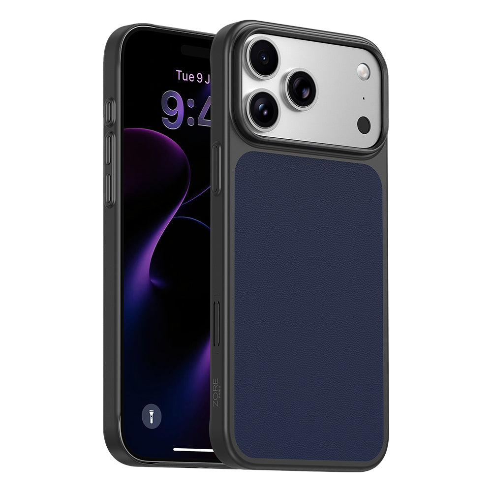Apple iPhone 18 Pro Kılıf M-Safe Şarj Özellikli PU Zore Paris Trexo Sert PC Kapak Lacivert