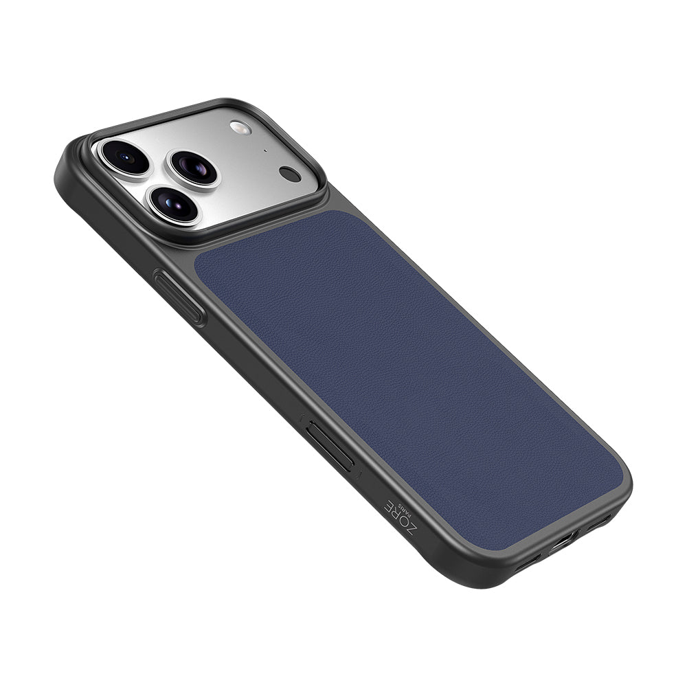 Apple iPhone 18 Pro Kılıf M-Safe Şarj Özellikli PU Zore Paris Trexo Sert PC Kapak Lacivert