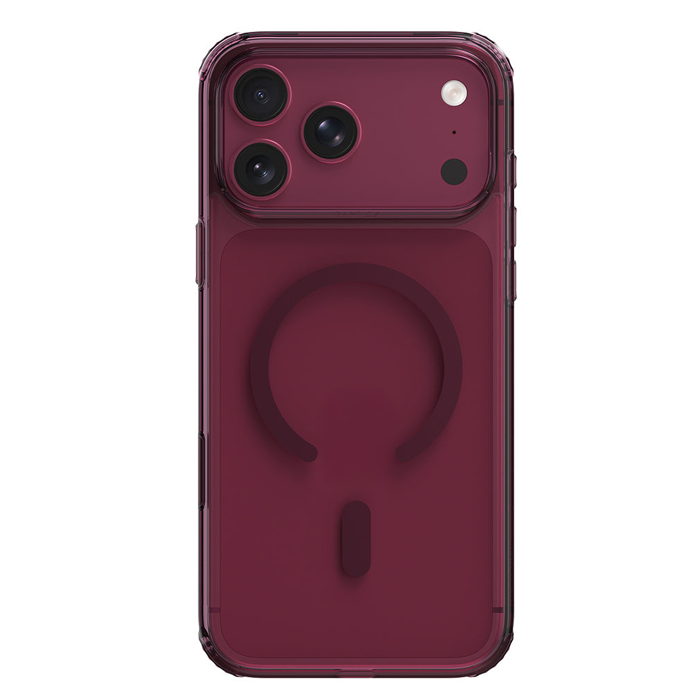 Apple iPhone 18 Pro Kılıf M-Safe Şarj Özellikli Raptic Air Clear Serisi Airbagli Kapak Bordo