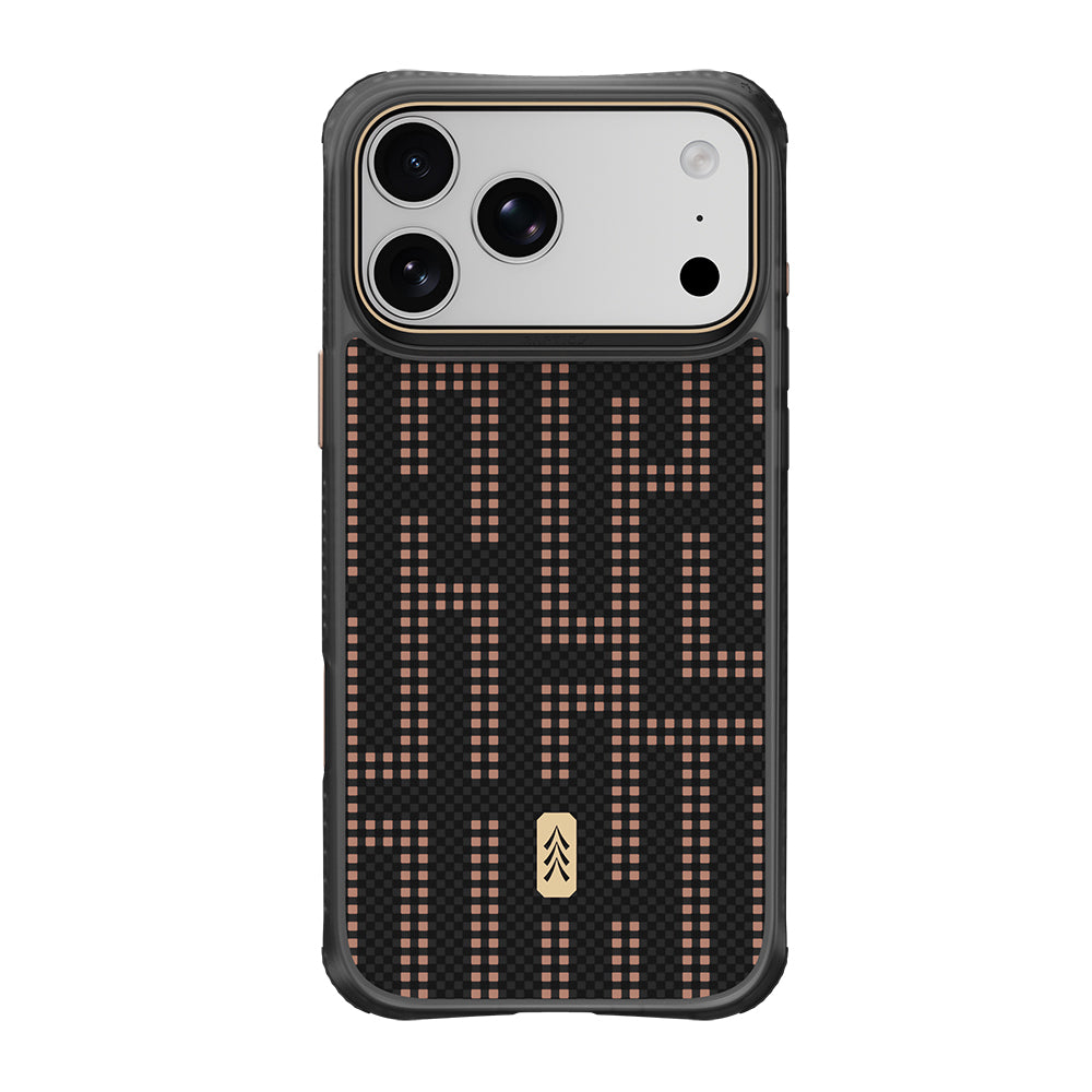 Apple iPhone 18 Pro Kılıf M-safe Şarj Özellikli Raptic Aramid Dual Grid Serisi Karbon Kapak Siyah