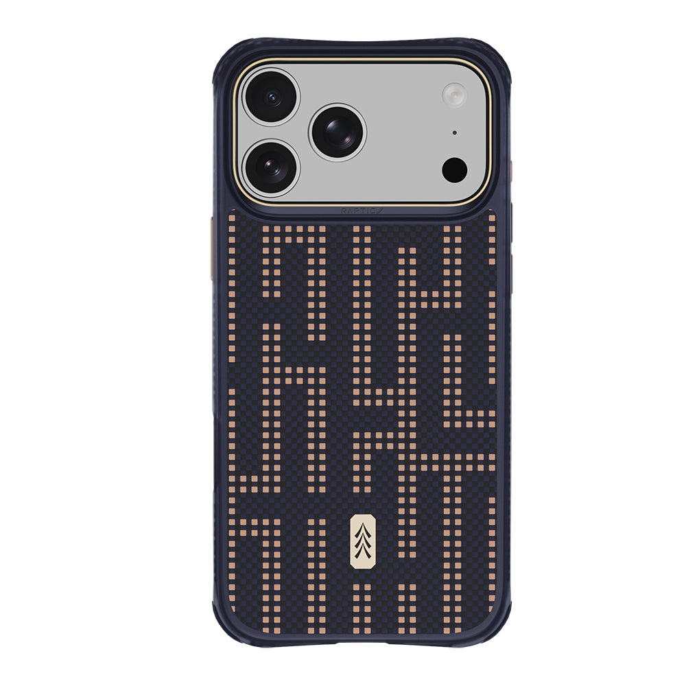 Apple iPhone 18 Pro Kılıf M-safe Şarj Özellikli Raptic Aramid Dual Grid Serisi Karbon Kapak Lacivert