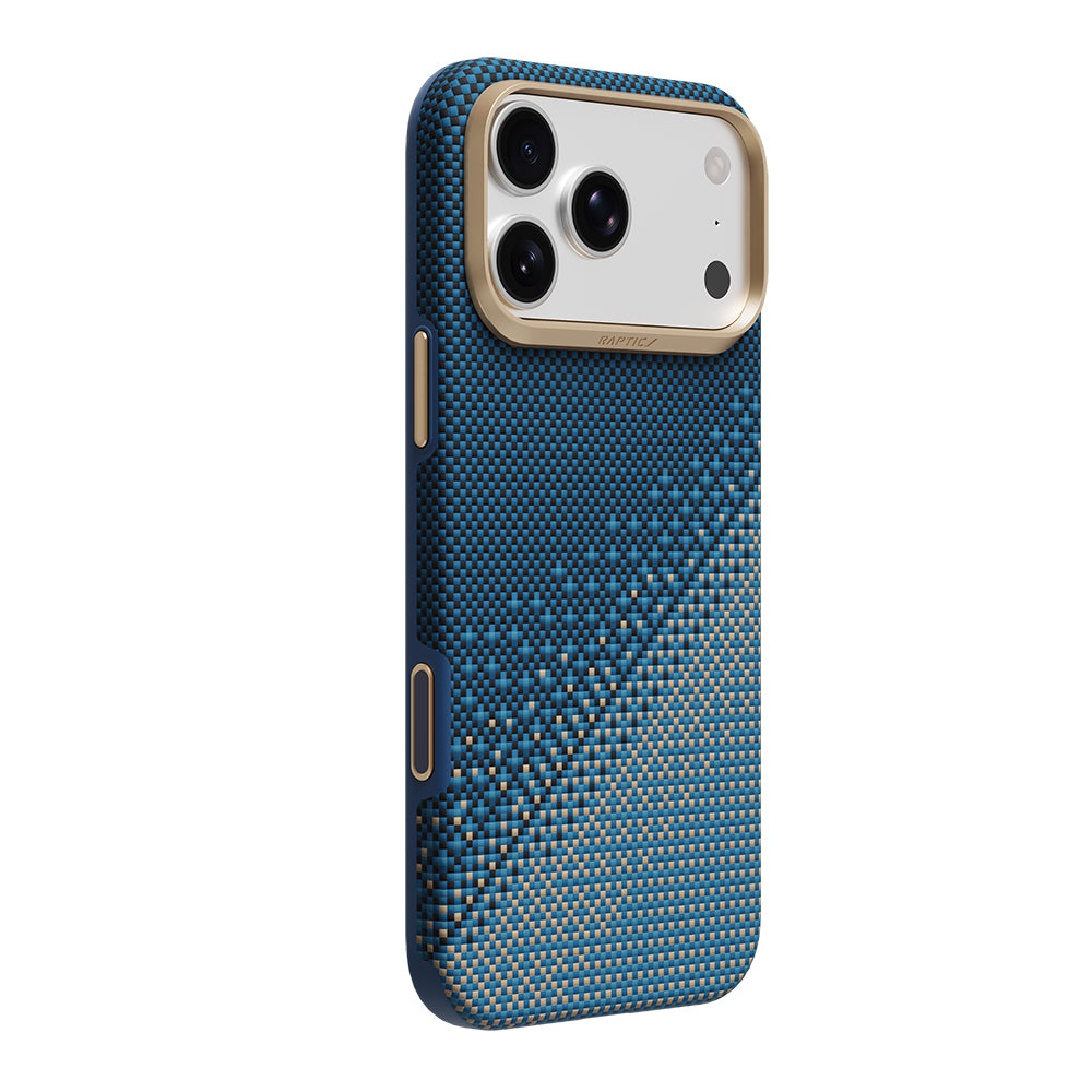 Apple iPhone 18 Pro Kılıf M-safe Şarj Özellikli Raptic Aramid Dual Ultra Serenity Serisi Karbon Kapak Lacivert