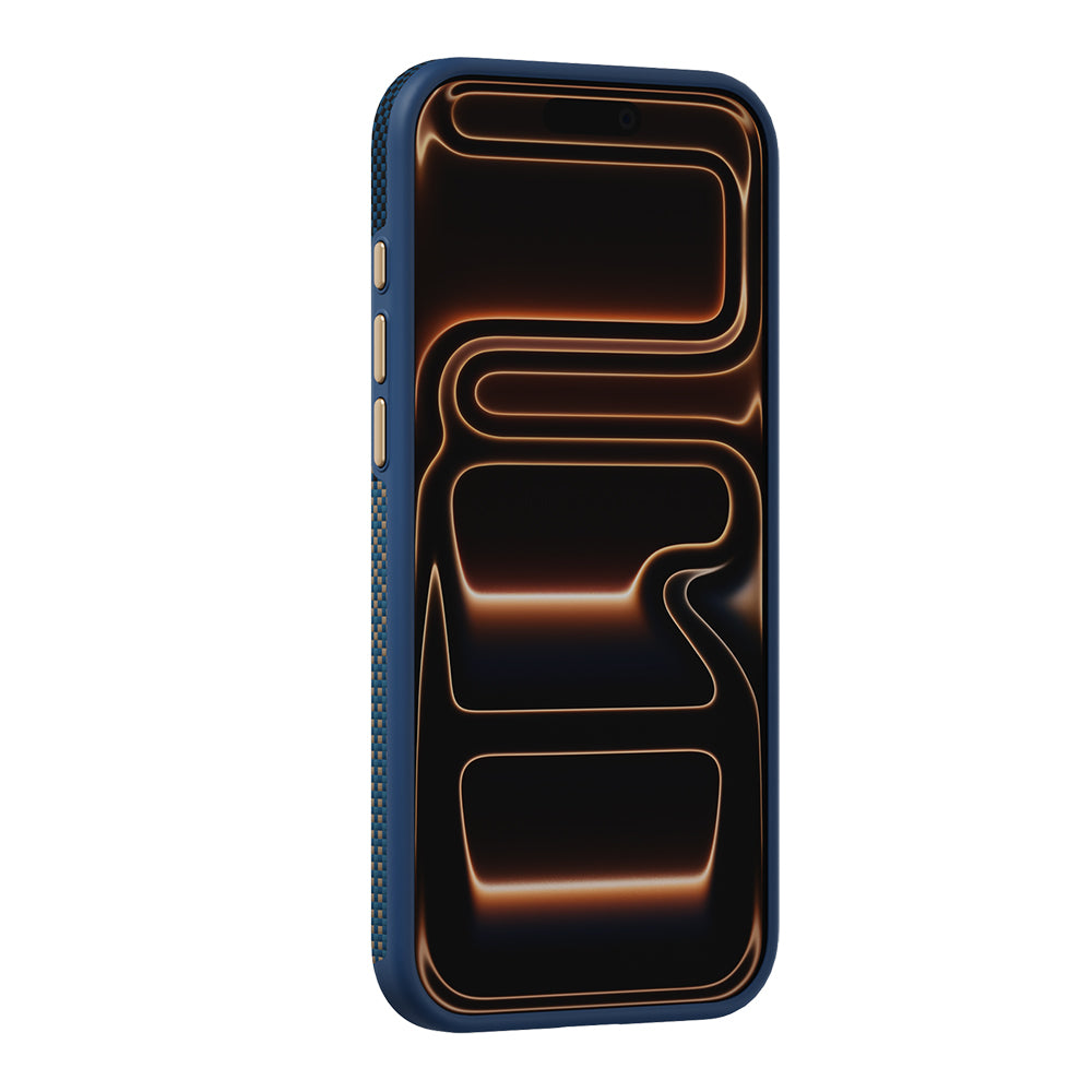 Apple iPhone 18 Pro Kılıf M-safe Şarj Özellikli Raptic Aramid Dual Ultra Serenity Serisi Karbon Kapak Lacivert