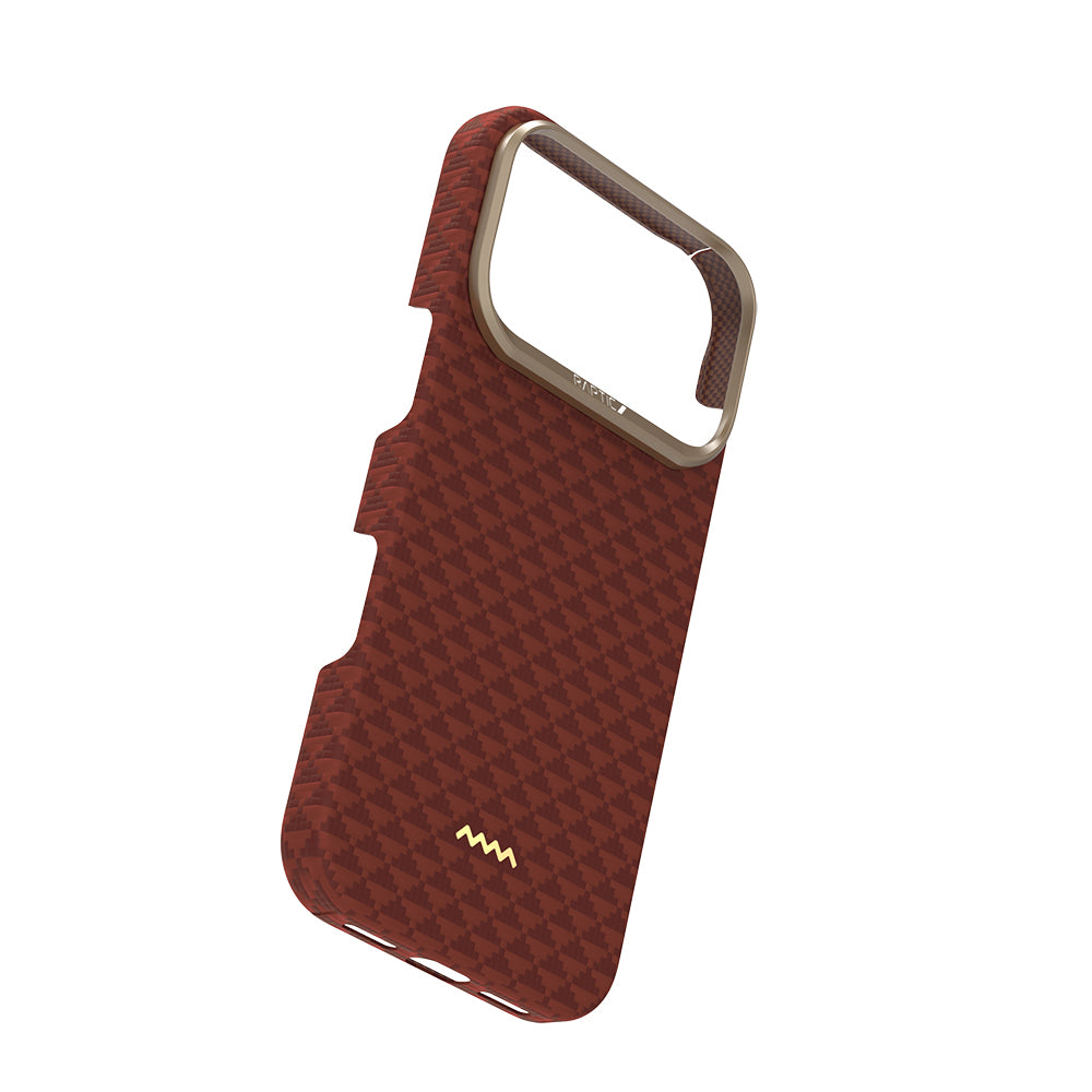 Apple iPhone 18 Pro Kılıf M-safe Şarj Özellikli Raptic Aramid Skin Origin Serisi Karbon Kapak Lacivert