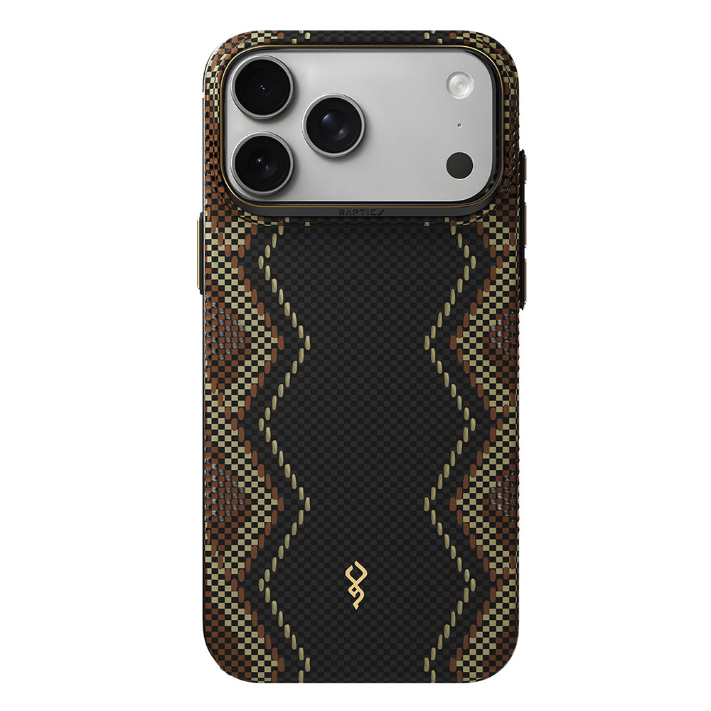Apple iPhone 18 Pro Kılıf M-safe Şarj Özellikli Raptic Aramid Skin Scepter Serisi Karbon Kapak Siyah