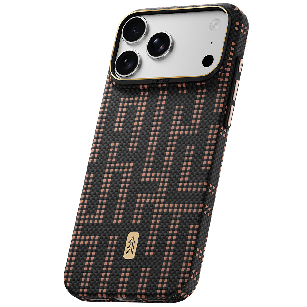 Apple iPhone 18 Pro Kılıf M-safe Şarj Özellikli Raptic Aramid Skin Serisi Karbon Kapak Siyah