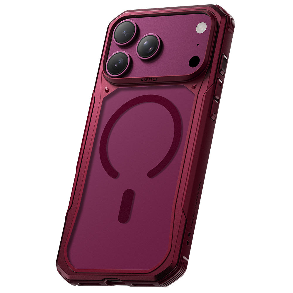 Apple iPhone 18 Pro Kılıf M-Safe Şarj Özellikli Raptic Shield Evo Serisi Airbagli Kapak Bordo