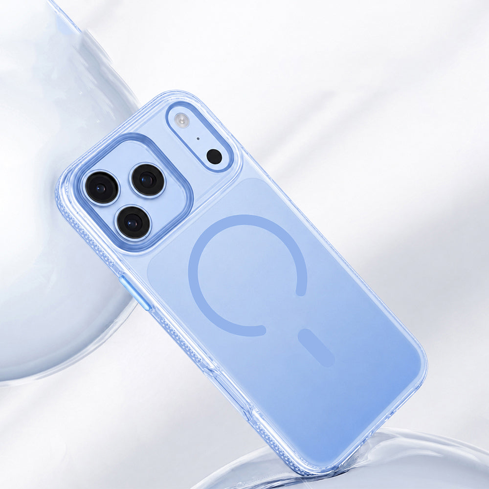 Apple iPhone 18 Pro Kılıf M-safe Şarj Özellikli Sararmaya Karşı Dayanıklı Mutural Icesense Serisi Kapak Açık Mavi