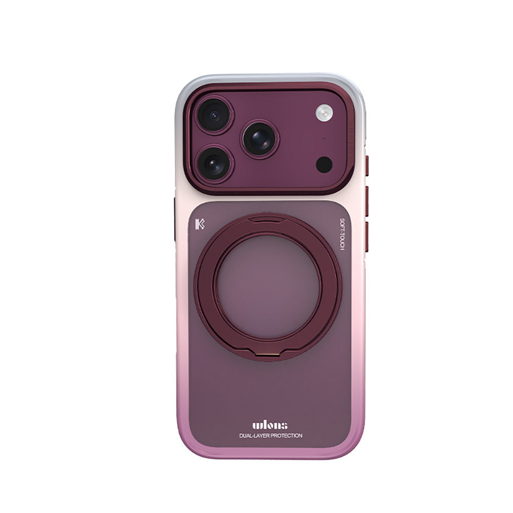 Apple iPhone 18 Pro Kılıf M-safe Şarj Özellikli Sert PC Wlons Arvox Standlı Kapak Bordo