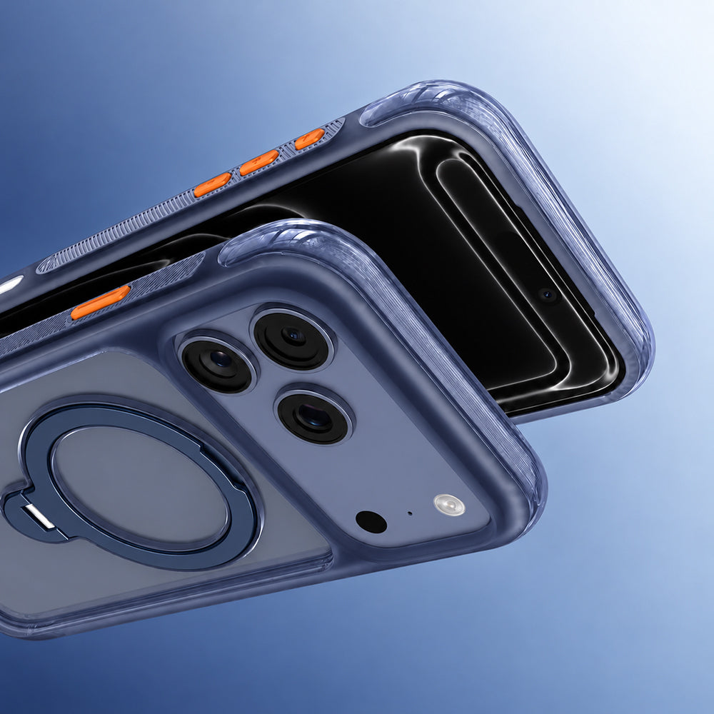 Apple iPhone 18 Pro Kılıf M-safe Şarj Özellikli Standlı Airbag Tasarımlı Mutural Air Shield Serisi Kapak Lacivert