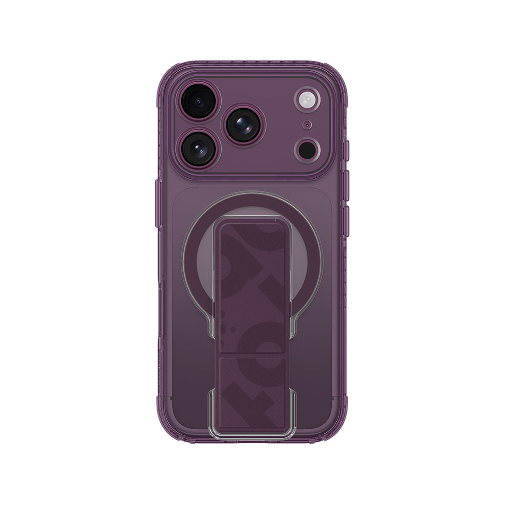 Apple iPhone 18 Pro Kılıf M-safe Şarj Özellikli Standlı Amazingthing Titan Pro Grip Stand Serisi Kapak Mor