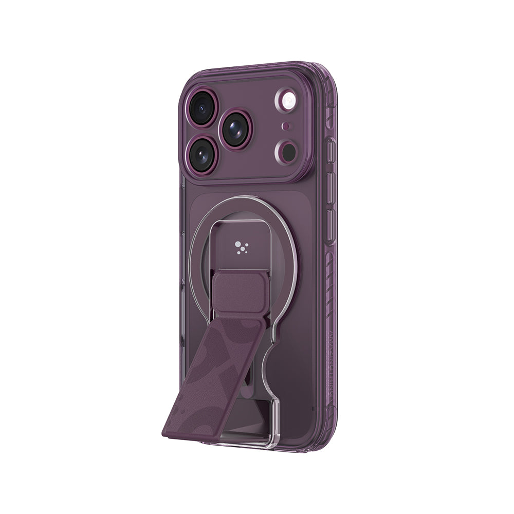 Apple iPhone 18 Pro Kılıf M-safe Şarj Özellikli Standlı Amazingthing Titan Pro Grip Stand Serisi Kapak Mor