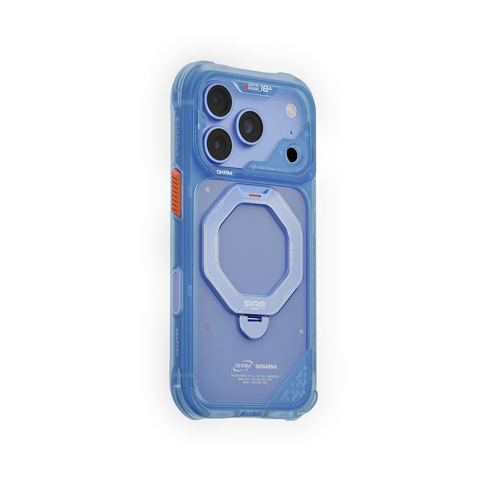 Apple iPhone 18 Pro Kılıf M-safe Şarj Özellikli Standlı Skinarma Saturn Kapak Mavi