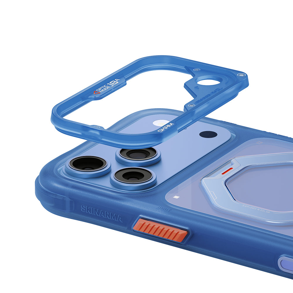 Apple iPhone 18 Pro Kılıf M-safe Şarj Özellikli Standlı Skinarma Saturn Kapak Mavi