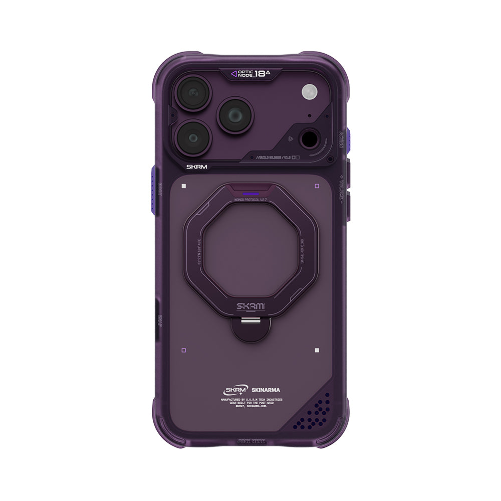 Apple iPhone 18 Pro Kılıf M-safe Şarj Özellikli Standlı Skinarma Saturn Kapak Bordo