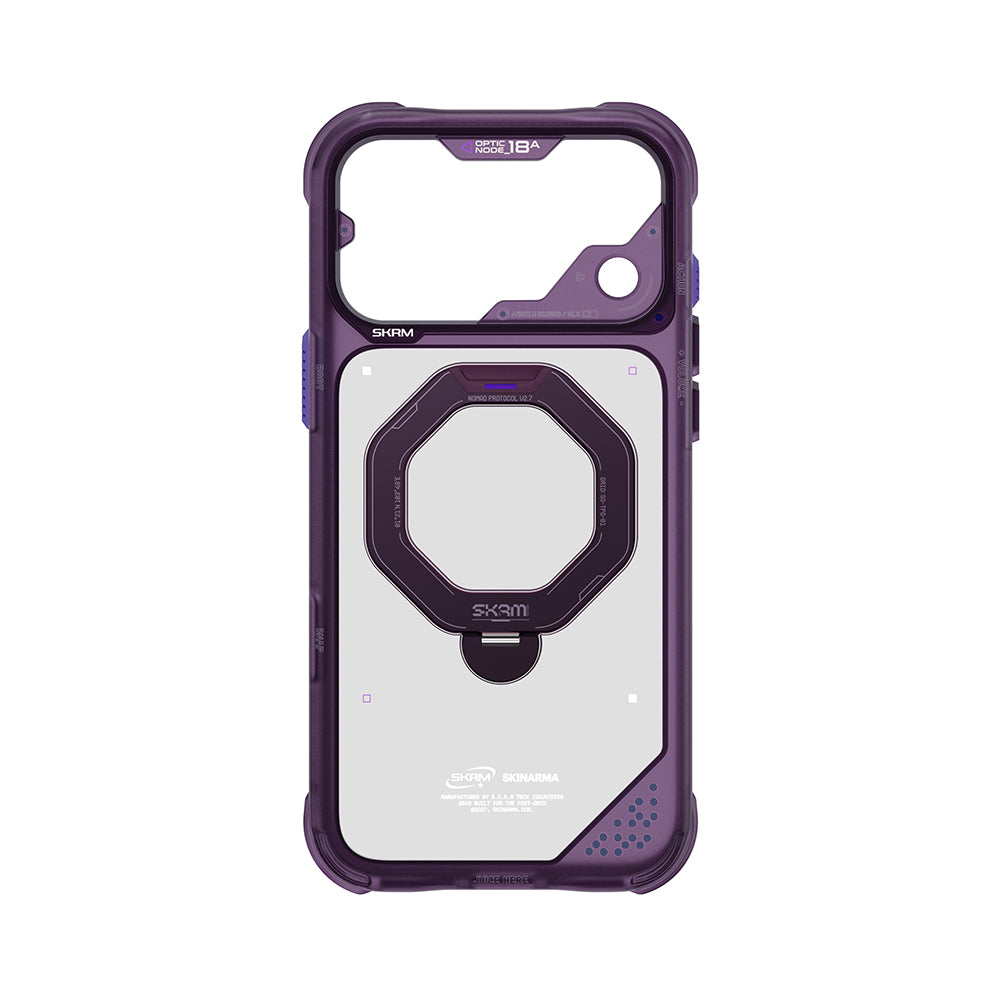 Apple iPhone 18 Pro Kılıf M-safe Şarj Özellikli Standlı Skinarma Saturn Kapak Bordo