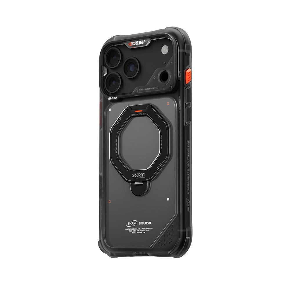 Apple iPhone 18 Pro Kılıf M-safe Şarj Özellikli Standlı Skinarma Saturn Kapak Siyah