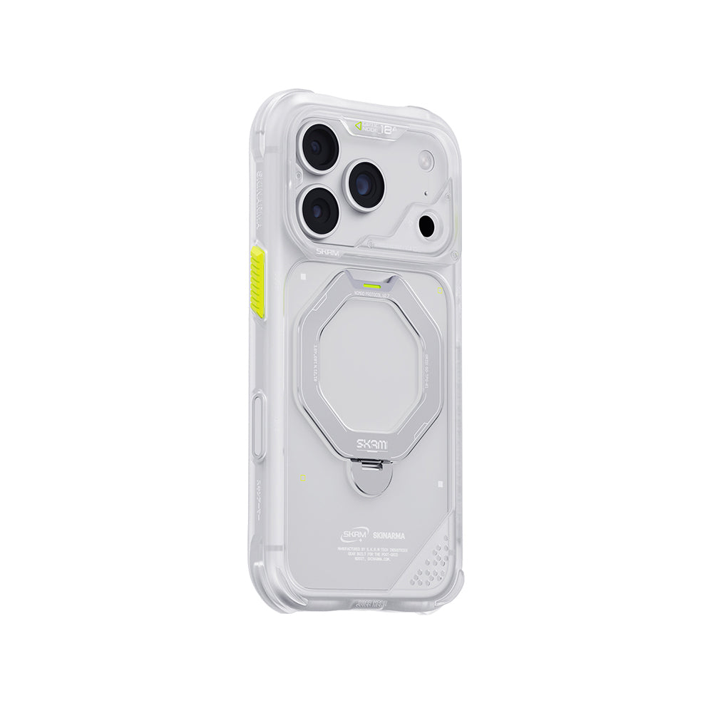 Apple iPhone 18 Pro Kılıf M-safe Şarj Özellikli Standlı Skinarma Saturn Kapak Beyaz