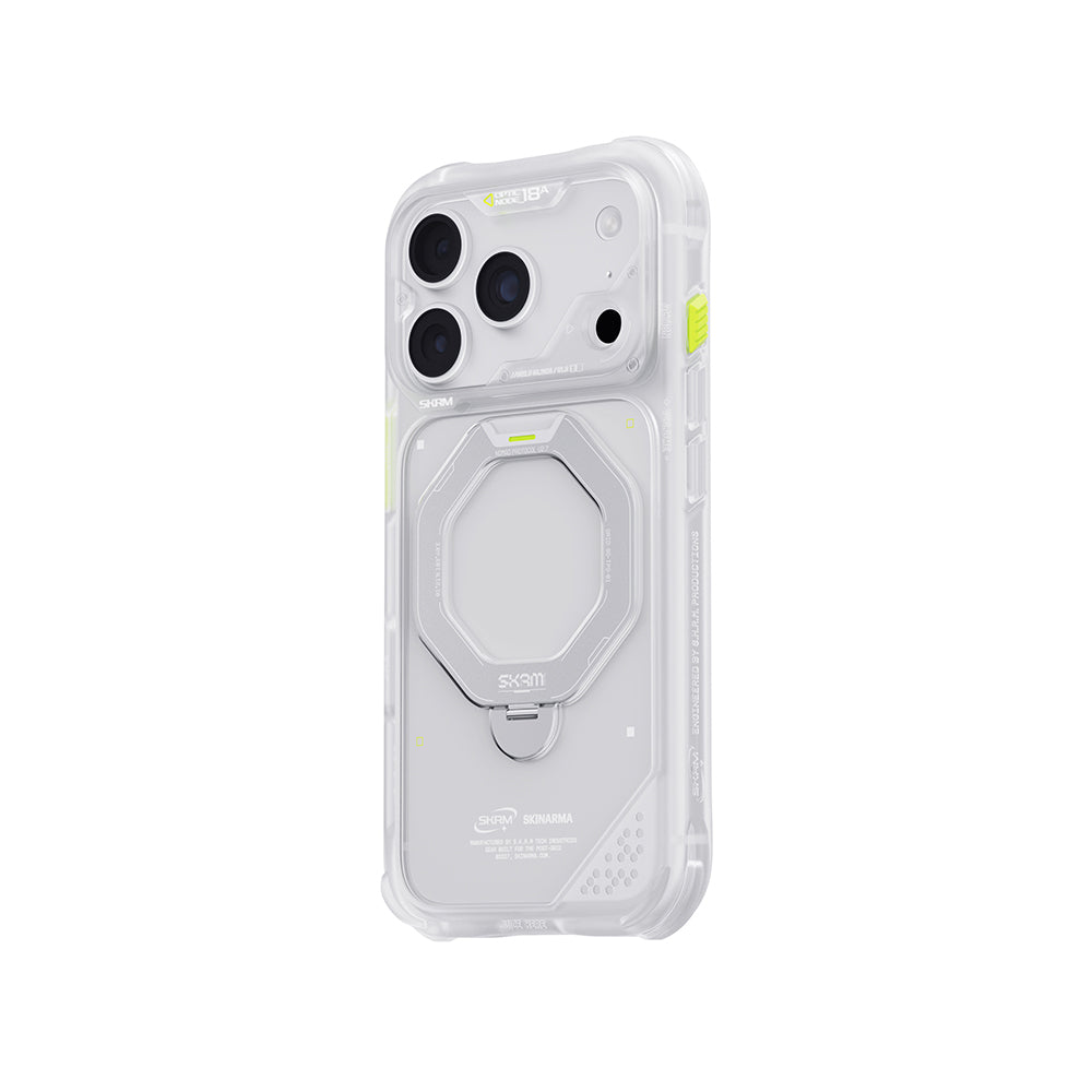 Apple iPhone 18 Pro Kılıf M-safe Şarj Özellikli Standlı Skinarma Saturn Kapak Beyaz