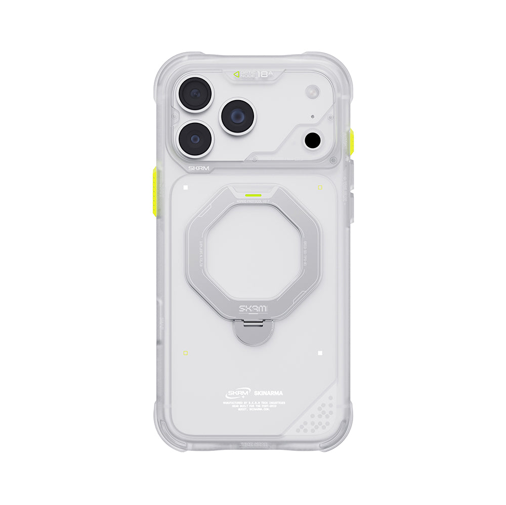 Apple iPhone 18 Pro Kılıf M-safe Şarj Özellikli Standlı Skinarma Saturn Kapak Beyaz