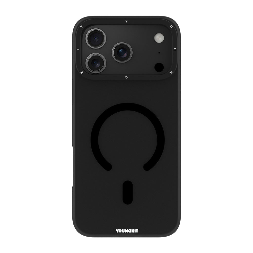 Apple iPhone 18 Pro Kılıf M-safe Şarj Özellikli Youngkit Hidden Sand Serisi Kapak Siyah