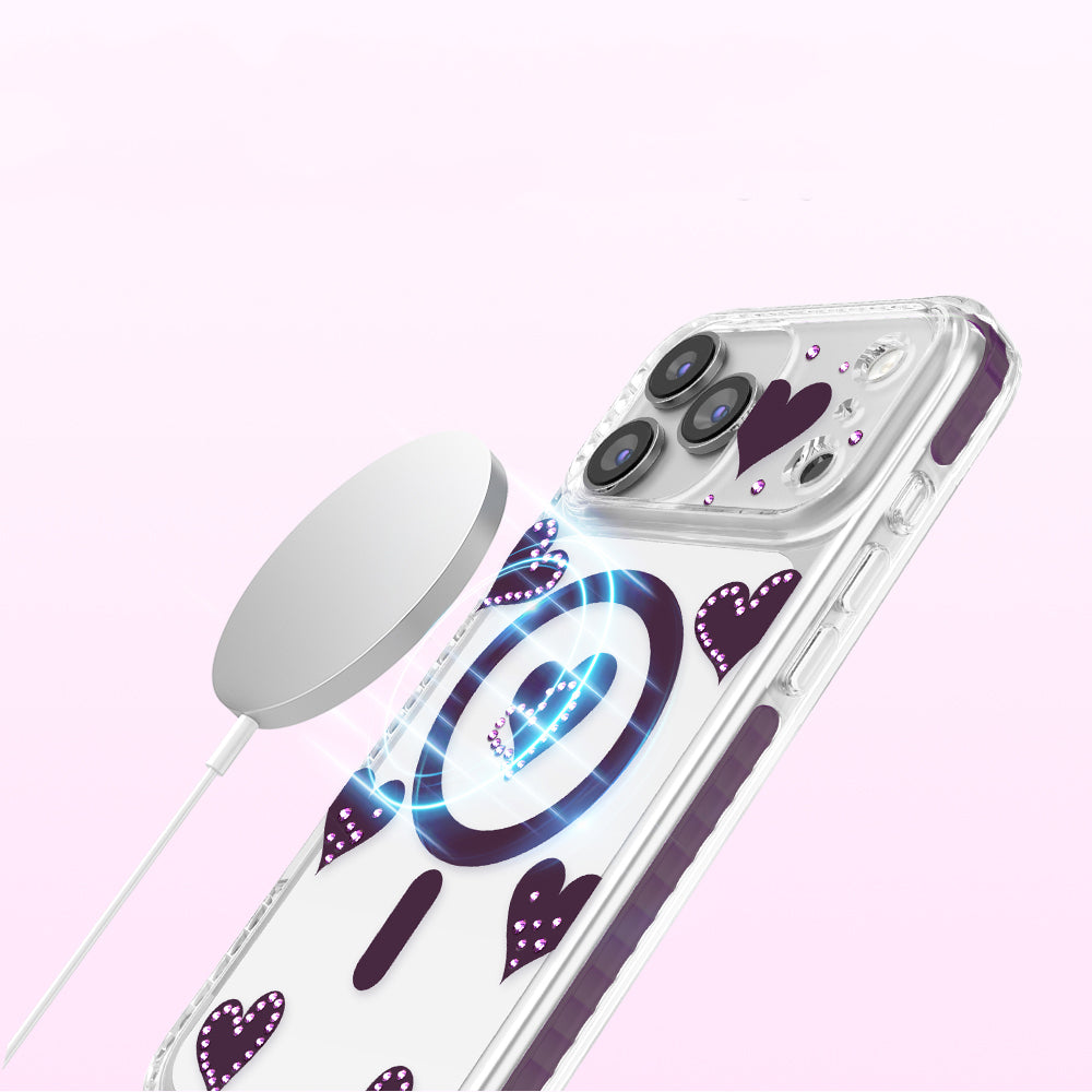 Apple iPhone 18 Pro Kılıf M-Safe Şarj Özellikli Zore Paris Elvo Sert PC Kapak Bordo