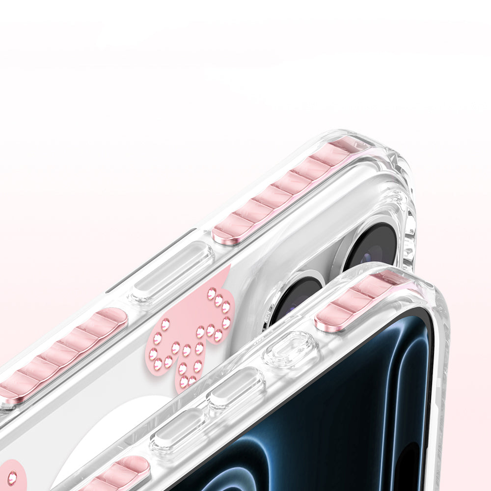 Apple iPhone 18 Pro Kılıf M-Safe Şarj Özellikli Zore Paris Elvo Sert PC Kapak Pembe
