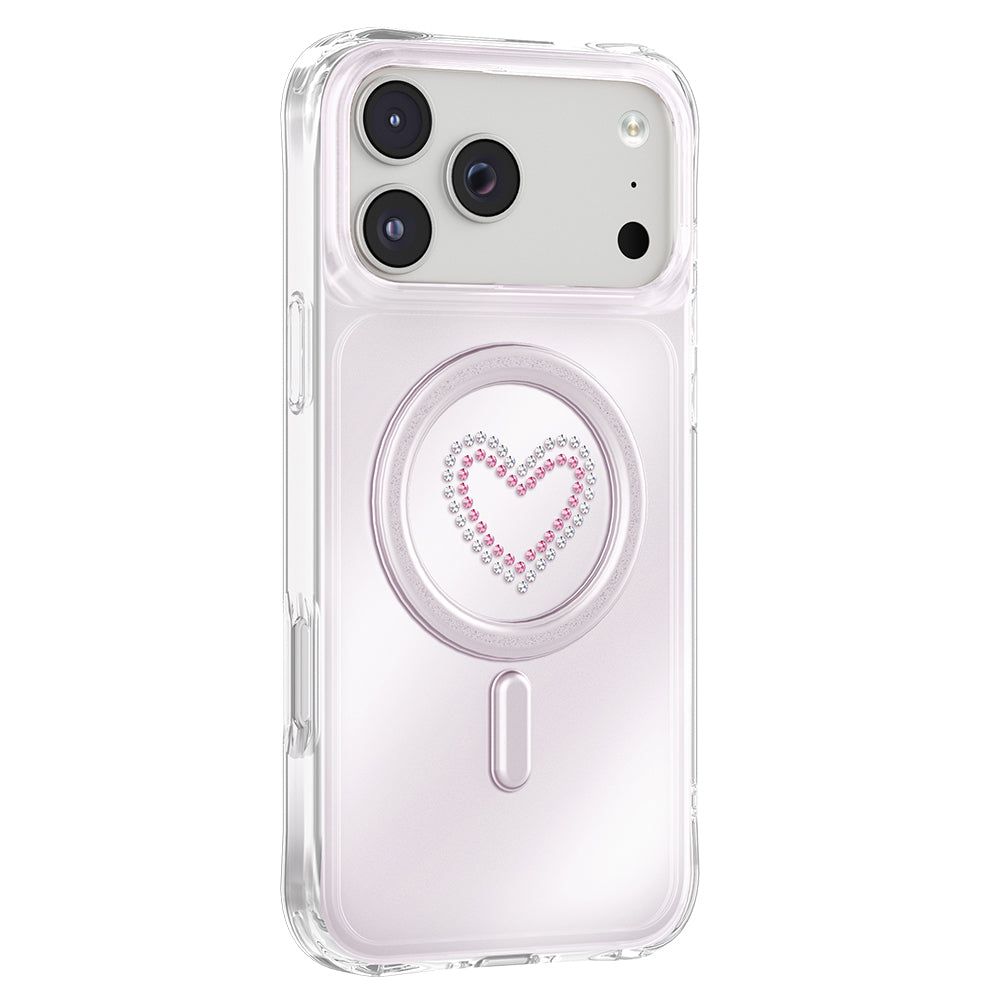 Apple iPhone 18 Pro Kılıf M-Safe Şarj Özellikli Zore Paris Mova Sert PC Kapak Pembe