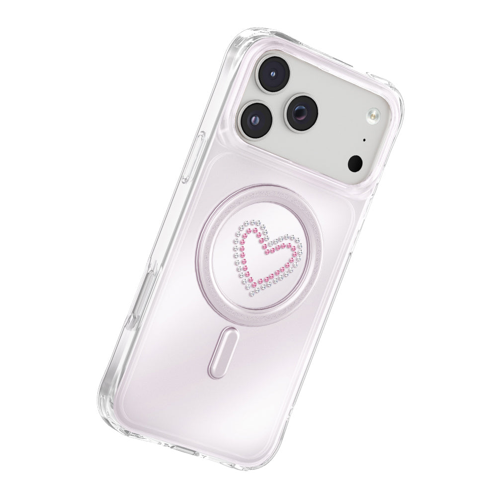 Apple iPhone 18 Pro Kılıf M-Safe Şarj Özellikli Zore Paris Mova Sert PC Kapak Pembe