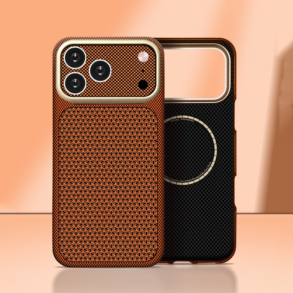 Apple iPhone 18 Pro Kılıf M-Safe Şarj Özellikli Zore Paris Nexel Sert PC Kapak Turuncu