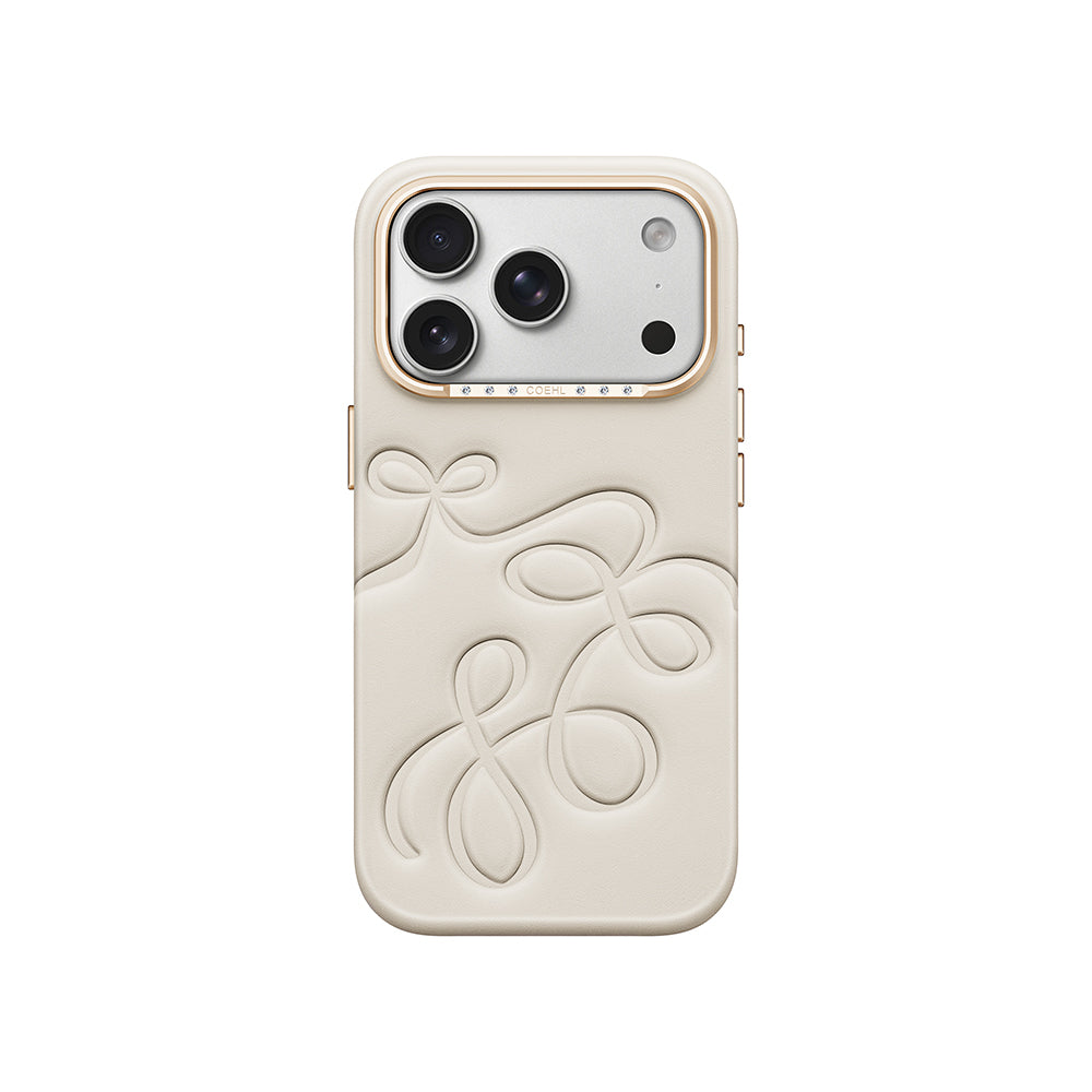 Apple iPhone 18 Pro Kılıf Oyma Desenli Arka Yüzey Coehl Cloude Kapak Krem