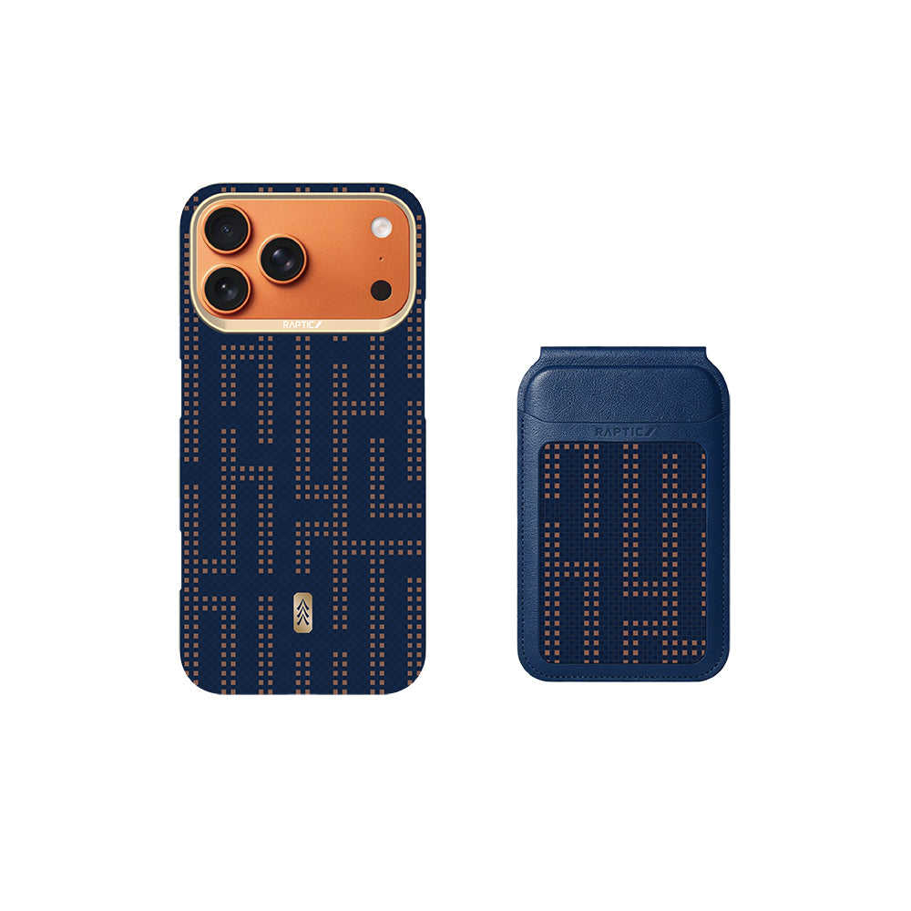 Apple iPhone 18 Pro Kılıf Raptic 2in1 Bundle Kit Aramid Skin Grid Serisi Kartlık ve Karbon Kapak Lacivert