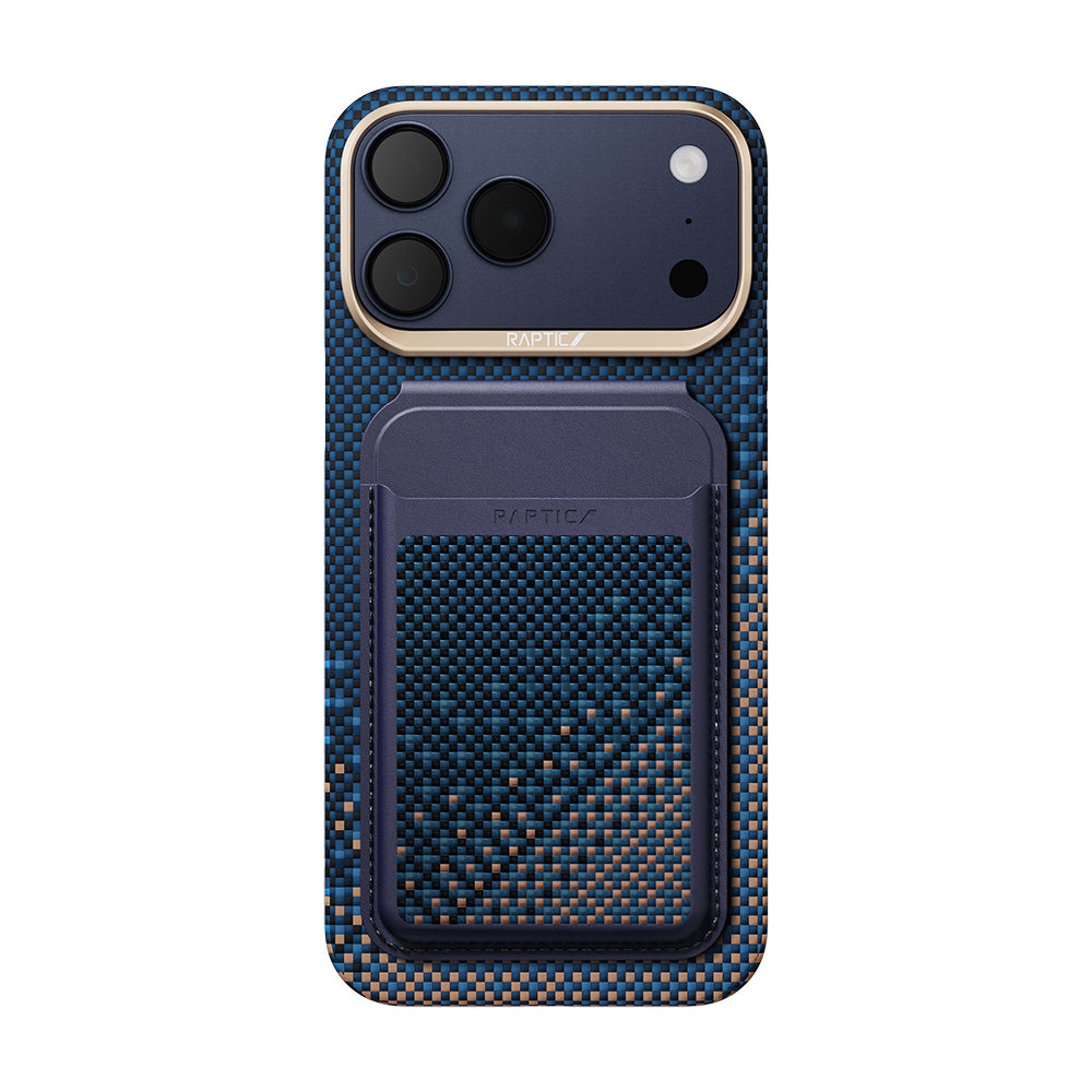 Apple iPhone 18 Pro Kılıf Raptic 2in1 Bundle Kit Aramid Skin Serenity Serisi Kartlık ve Karbon Kapak Lacivert