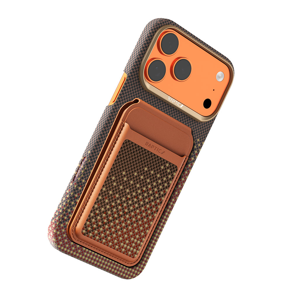 Apple iPhone 18 Pro Kılıf Raptic 2in1 Bundle Kit Aramid Skin Serenity Serisi Kartlık ve Karbon Kapak Kahverengi