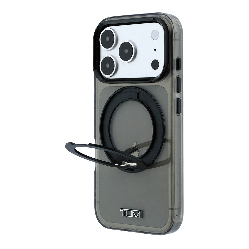 Apple iPhone 18 Pro Kılıf TUMI Orjinal Lisanslı M-safe Şarj Özellikli 360 Derece Dönebilen Standlı Transparan Kapak Siyah