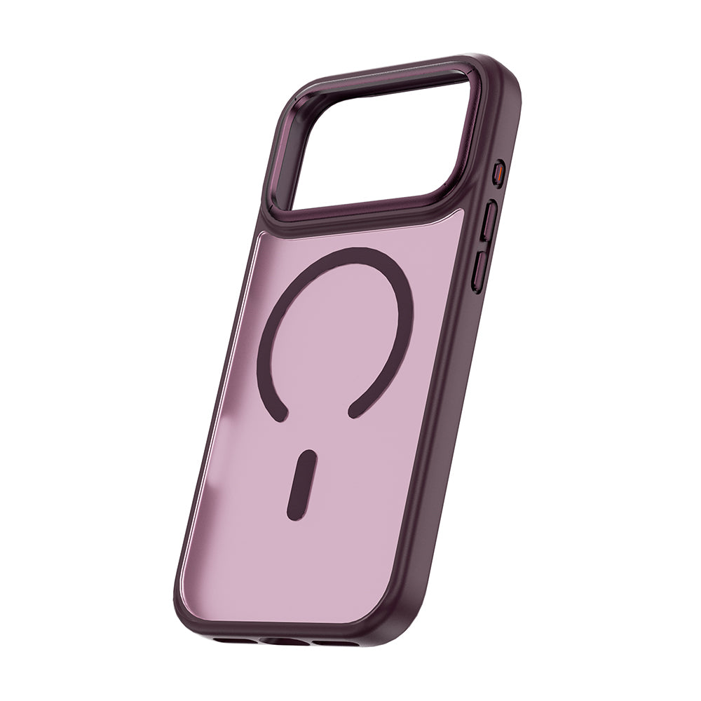 Apple iPhone 18 Pro Kılıf Wiwu FGG-012 ArmorPro Serisi M-safe Şarj Özellikli Parmak İzi Bırakmayan Kılıf Bordo