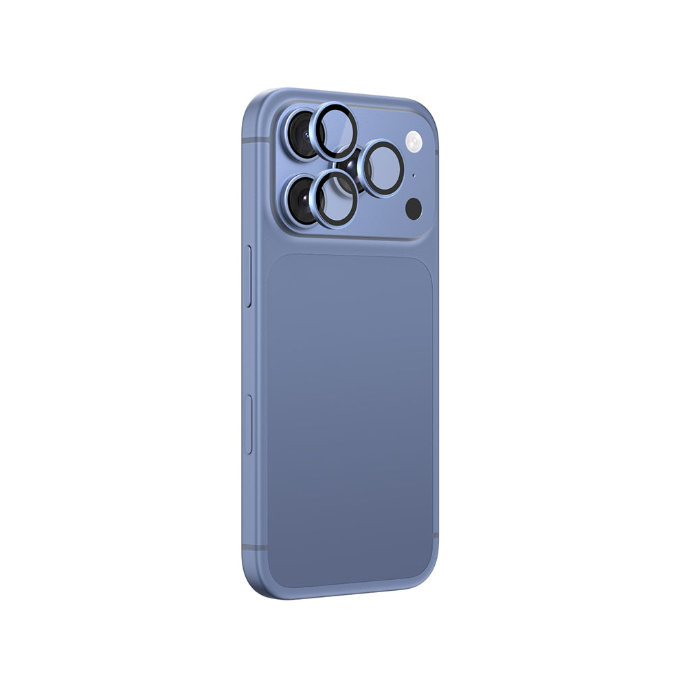 Apple iPhone 18 Pro Max Amazingthing Radix Vision Parlama Önleyici Kamera Lens Koruyucu + Kolay Uygulama Aparatlı Mavi