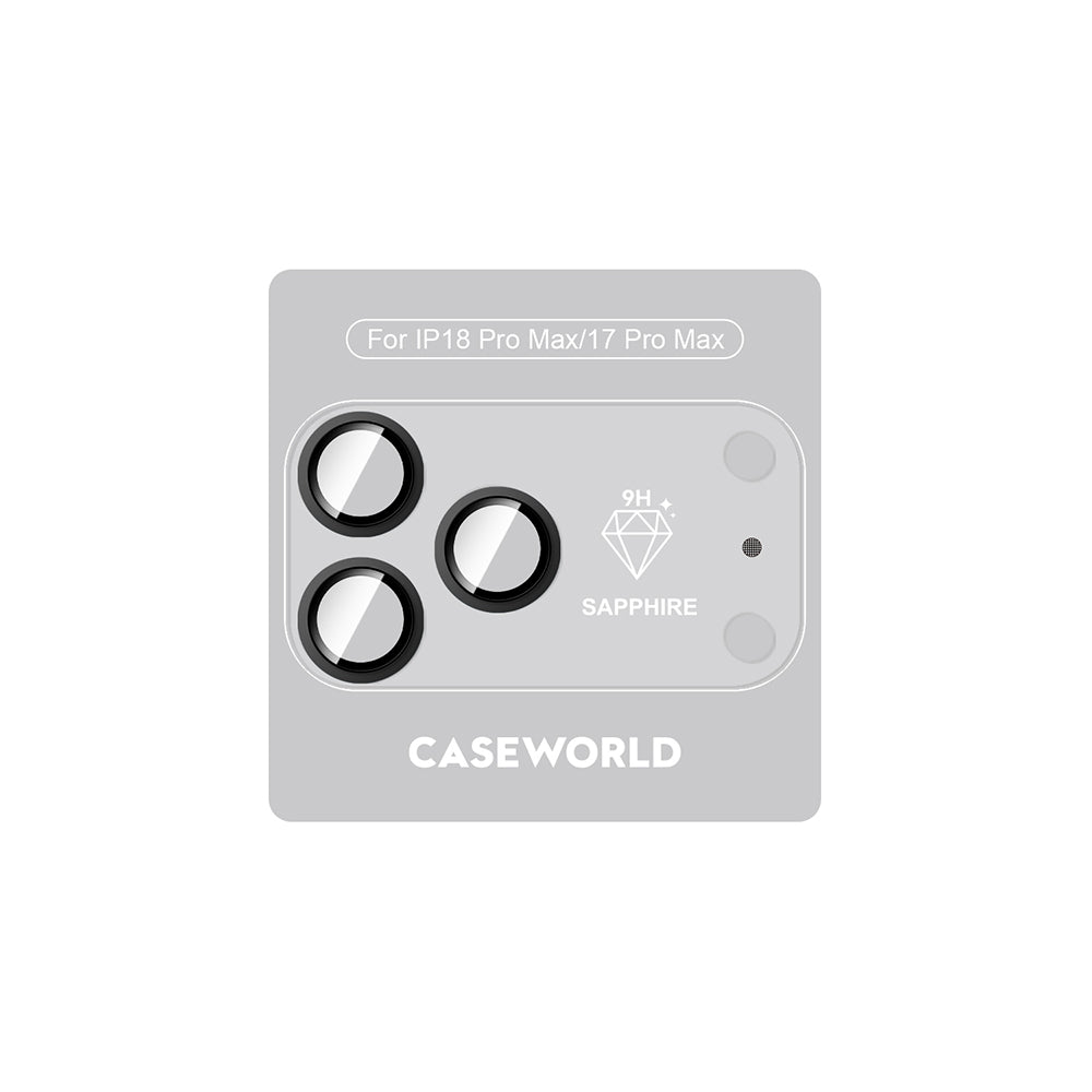 Apple iPhone 18 Pro Max CaseWorld Alloy Sapphire Safir One-Piece Anti Reflective Safir Kamera Lens Koruyucu Siyah