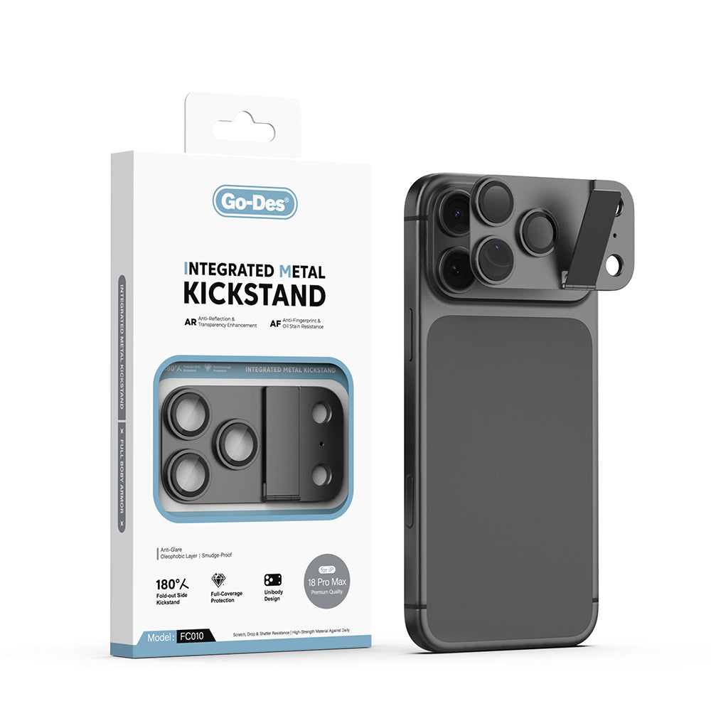 Apple iPhone 18 Pro Max Go Des CL-23 Anti Reflective Standlı Kamera Lens Koruyucu Siyah