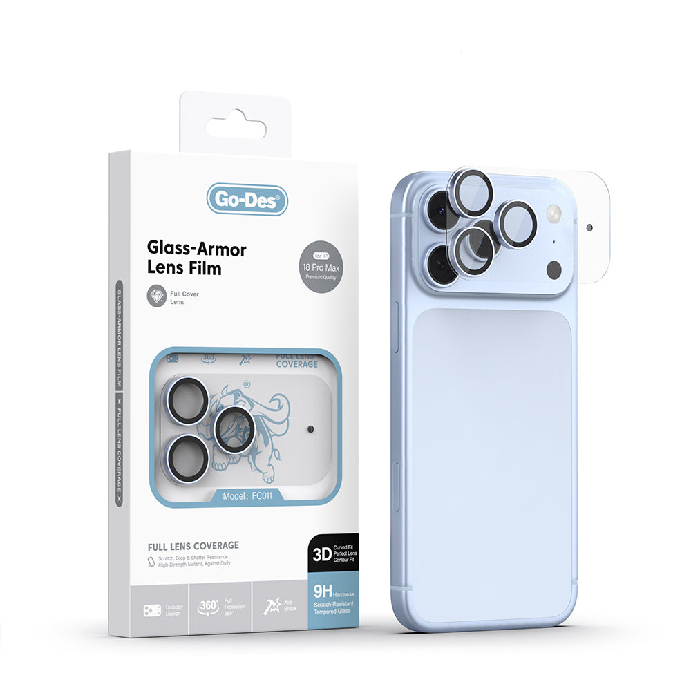 Apple iPhone 18 Pro Max Go Des FC011 Glass Armor Serisi Kamera Lens Koruyucu Açık Mavi
