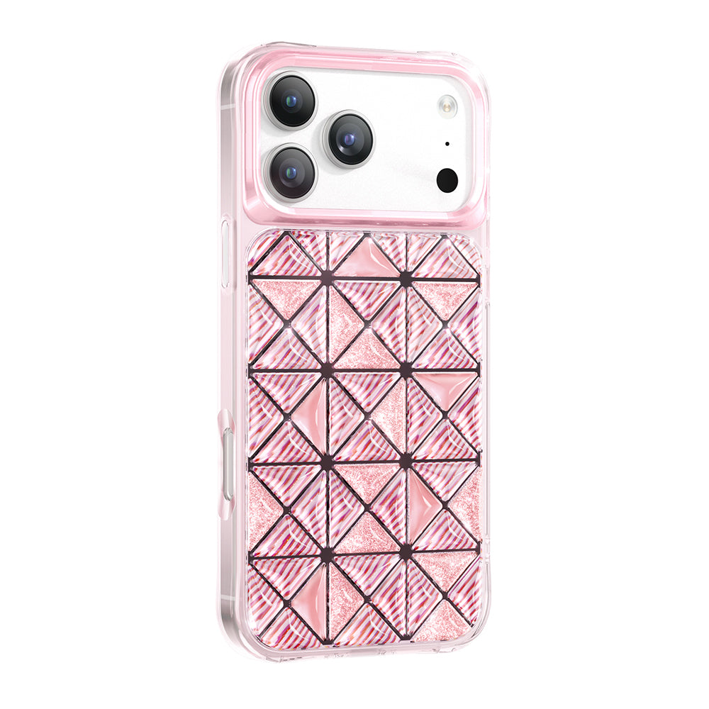 Apple iPhone 18 Pro Max Kılıf 3D Buz Blok Desenli Zore Paris Kairo TPU Kapak Pembe