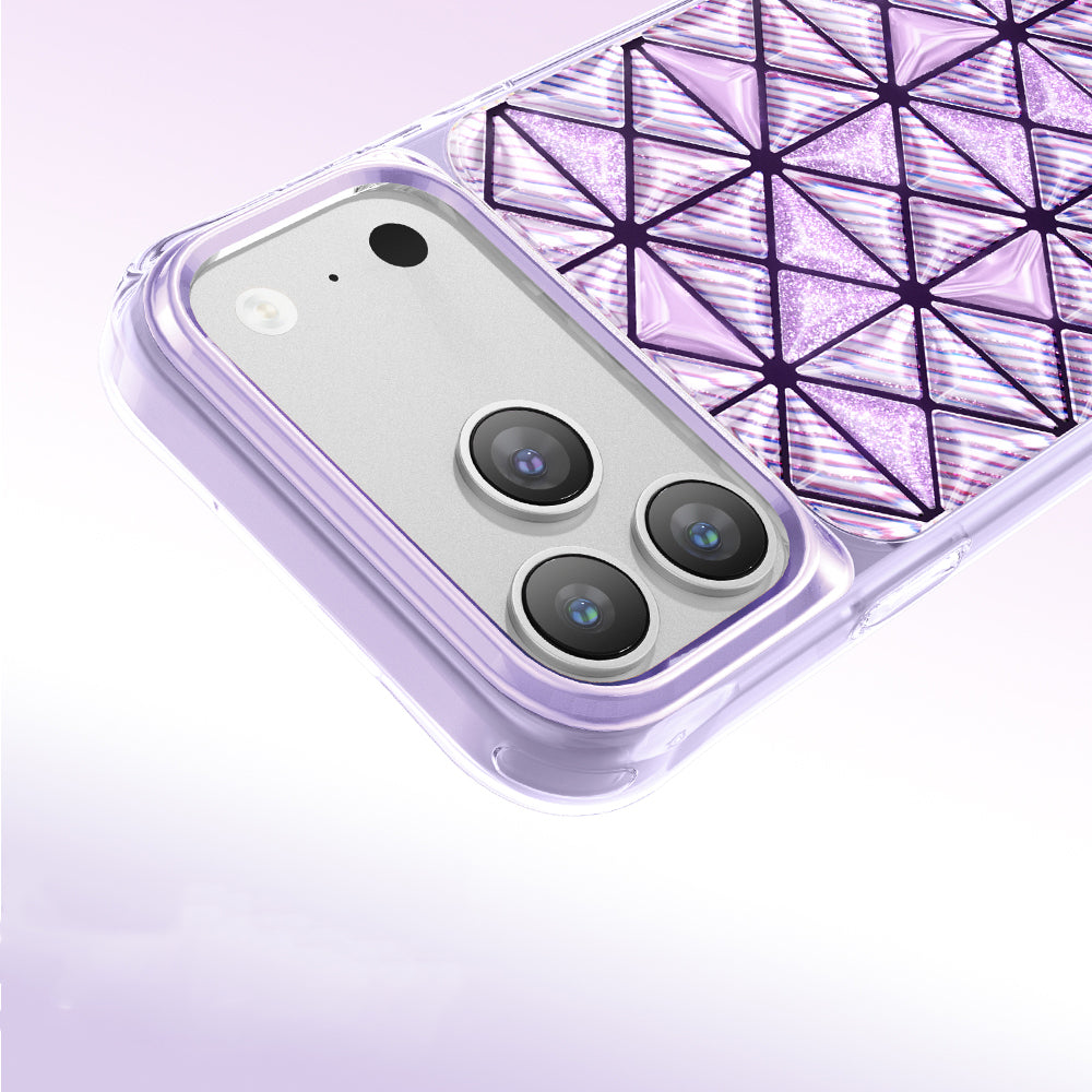 Apple iPhone 18 Pro Max Kılıf 3D Buz Blok Desenli Zore Paris Kairo TPU Kapak Mor