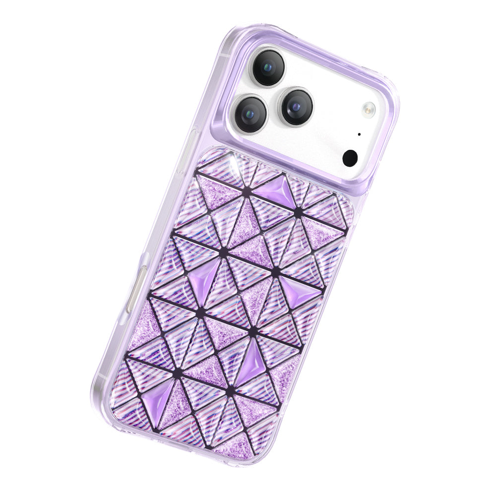 Apple iPhone 18 Pro Max Kılıf 3D Buz Blok Desenli Zore Paris Kairo TPU Kapak Mor