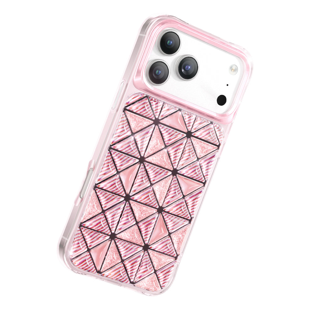 Apple iPhone 18 Pro Max Kılıf 3D Buz Blok Desenli Zore Paris Kairo TPU Kapak Pembe