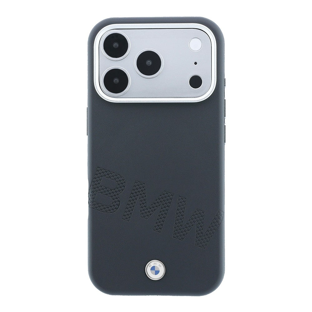 Apple iPhone 18 Pro Max Kılıf BMW Orjinal Lisanslı M-safe Şarj Özellikli Kabartma Tasarımlı PU Metal Logolu Kapak Gri