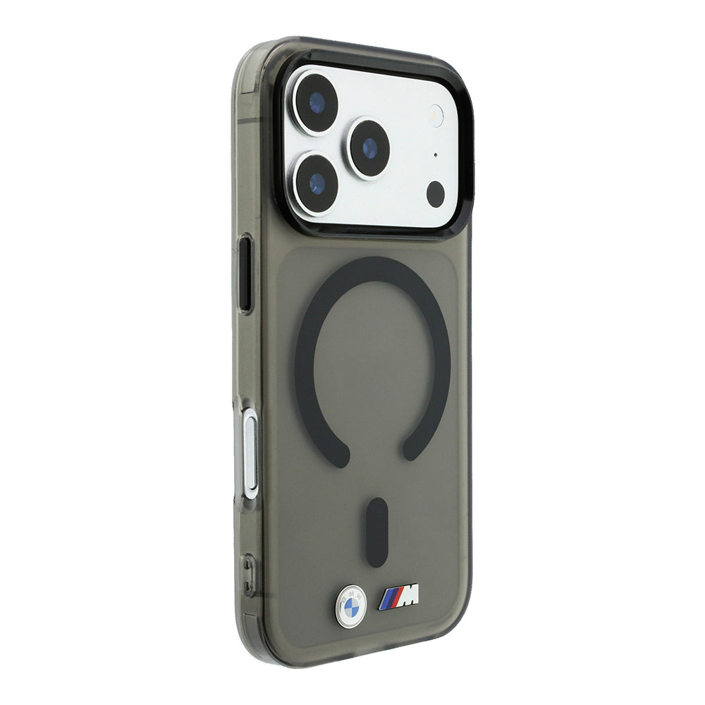 Apple iPhone 18 Pro Max Kılıf BMW Orjinal Lisanslı M-safe Şarj Özellikli Metal Buton Tasarımlı Buzlu IML Baskılı Kapak Siyah