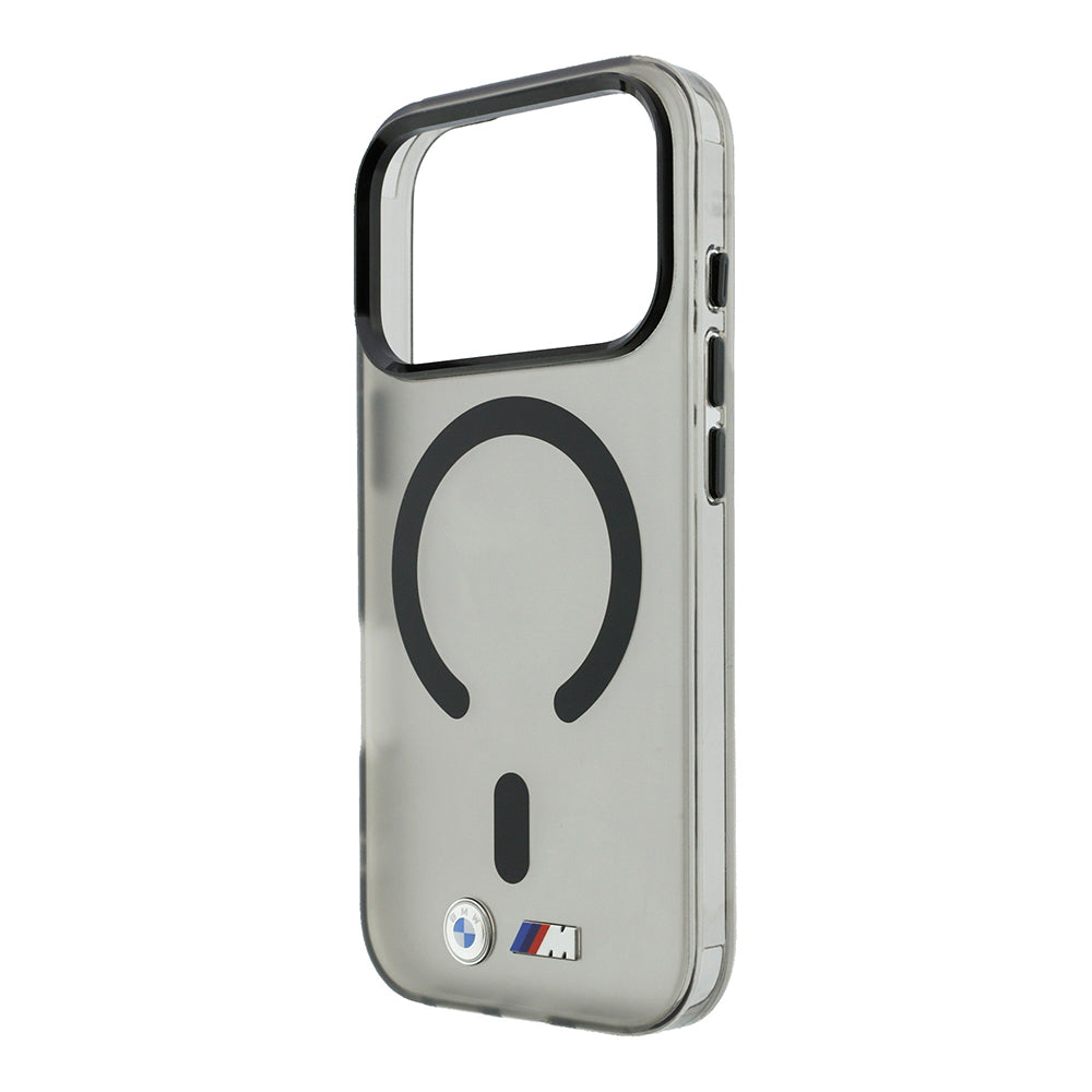 Apple iPhone 18 Pro Max Kılıf BMW Orjinal Lisanslı M-safe Şarj Özellikli Metal Buton Tasarımlı Buzlu IML Baskılı Kapak Siyah